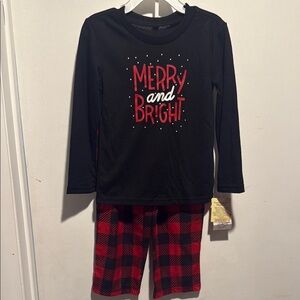 Black and Red Pajama Set with Festive Design